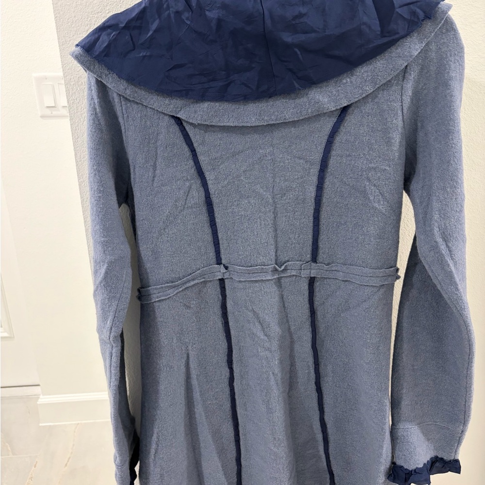 Sparrow Women's Blue and Dark Blue Ruffled Cardigan/Coat - Picture 2 of 7